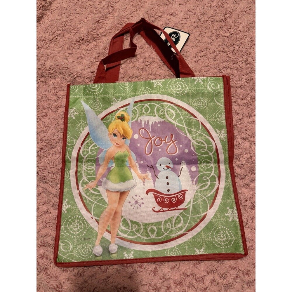 Disney Store Reusable Shopping Tote Pink Tinker Bell Sack Carry Bag Holiday